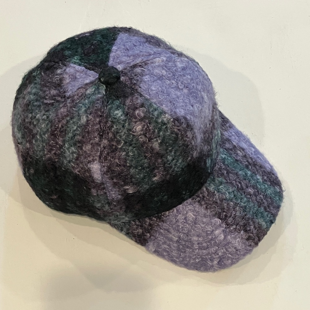 Purple & Green Textured Plaid Cap - Picture 7 of 10